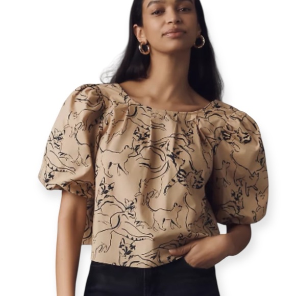 Anthropologie Maeve Puff-Sleeve Top - Picture 2 of 13